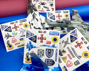 Ukrainian Air Force Sticker Pack, Fighter Jet, F-16, Su-27, MiG-29, Su-24, Mirage, Military Aircraft, Aviation Stickers, Gifts for pilot