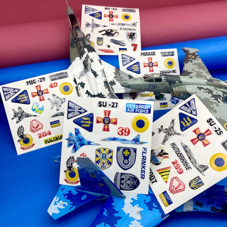 Ukrainian Air Force Sticker Pack, Fighter Jet, F-16, Su-27, Mig-29, Su ...