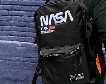 Backpack NASA Black Black Backpack Backpack Airplane Plane Aviation Travel Nasa Space Logo Carry on Backpack Astronomy Best Gift Etsy