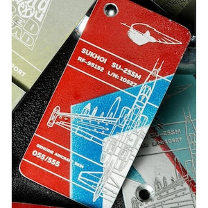 Shot down Russian Air Force Su-25 RF-95152 tag, 15 blue, Original Aircraft Skin, Gift for pilot, Keychain with airplane, Frogfoot, Sukhoi