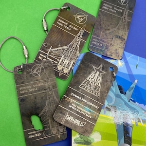 Keychain from downed russian SU-35S, MSN: 07614, Original aircraft skin,Best Pilot Gift, Sukhoi Su-35, Part of Airplane