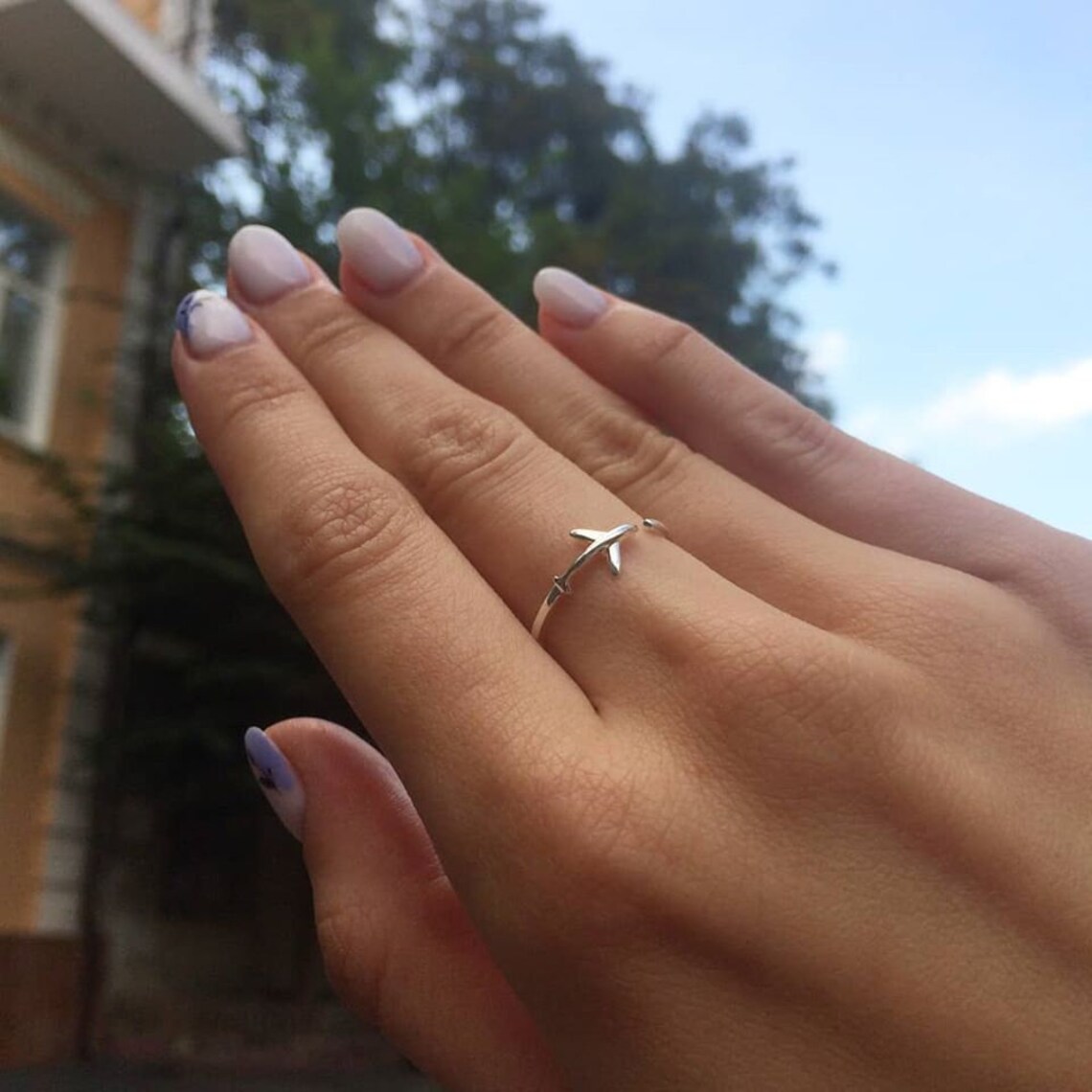 Airplane Ring Ring with plane Gift for stewardess Silver Etsy