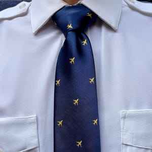 Blue Tie With Yellow Planes, Necktie, Aviation gift, Present for pilot, Airplane, Unusual Men&#39;s Ties, Unique Tie, Gift for men, Aircraft