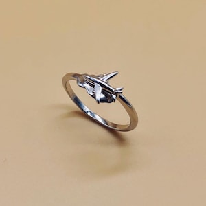 Airplane Ring, Silver Plane Ring, Travel Ring, Flight Attendant Gift, Airplane Jewelry, Minimal Ring, Cloud,Aviation Jewelry, adjustable