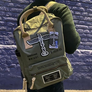 Backpack Boeing, Khaki Backpack, Backpack, Airplane, Plane, Aviation, Travel, Carry on Backpack, Gift For Him image 6
