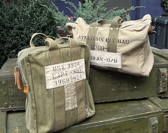 WWII Aviator Kit Bag, Aviation Canvas Bag, Military Shoulder Tote