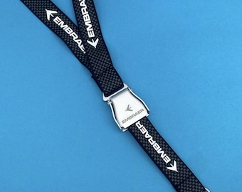 Hebilla de cinturón de seguridad Embraer, cordón de fibra de carbono, cordón grueso, regalos de Embraer para pilotos, AvGeek, logotipo de Embraer, entusiasta de la aviación