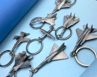 Airplane Keychain, Keychain With Plane, Aviation, C-130 Hercules, Rafale, Mirage 2000, F/A-18, F-15 Eagle, F-35, F-22 Raptor, F-14 Tomcat