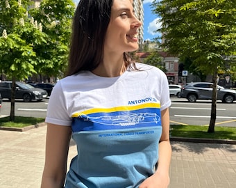 T-shirt AN-225 Classic Aviation gift, Present for flight attendant, T-shirt Antonov, AN 225, Airplane &quot;Mriya&quot;, Female