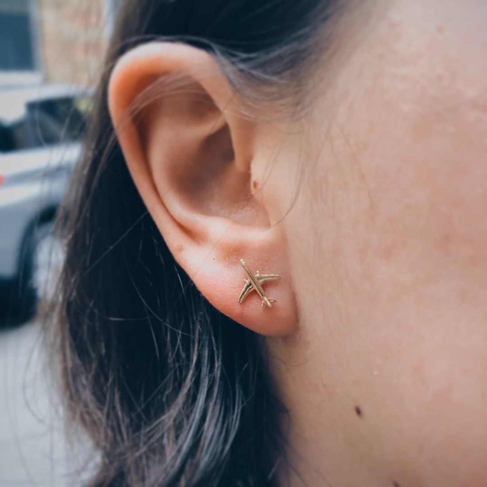 Gold Earrings Planes Airplanes Best Gift for Flight Etsy