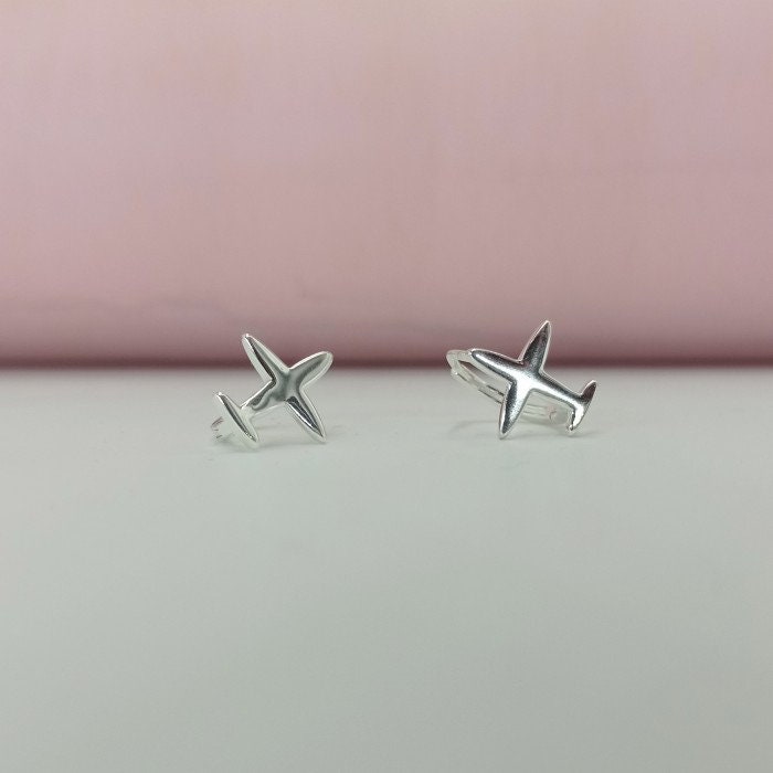 Silver Earrings With Airplanes, Classical Earrings, Best Gift For Flight Attendant, For Aviationlovers, Stewardess
