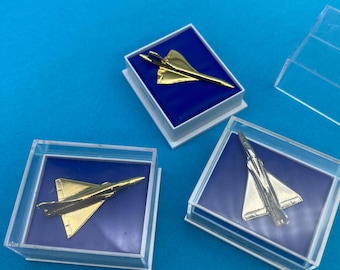 Concorde Pin, Mirage Pin, Aircraft Pin, Mirage 2000, Pin With Plane, Pin In Box, Metal Badge, Rafale, Gripen, Saab, British Airways, France