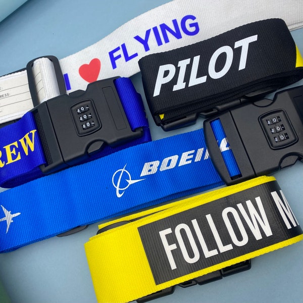 Luggage straps, Airbus, Luggage Strap with Lock, Boeing, Follow Me, Travelling, Travel, Aviation, Pilot, Crew, Gift for Pilot, Flying, Plane