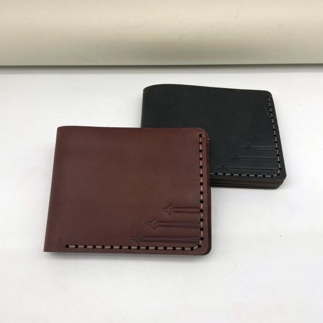 Leather Wallet With 3 Planes, Wallet for Pilot,leather Wallet With