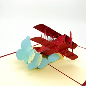 Handgemaakte 3D pop-up verjaardagskaart, vaderdag, pilot air flight airbus boeing passagiersvliegtuig, ansichtkaart tweedekker