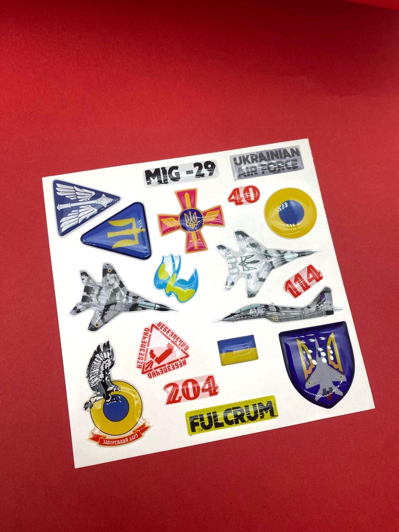 Ukrainian Air Force Sticker Pack, Fighter Jet, F-16, Su-27, Mig-29, Su ...