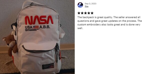 Backpack NASA White, White Backpack, Backpack, Airplane Backpack NASA White, White Backpack, Backpack, Airplane