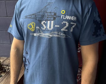 T-shirt SU-27 Flanker, Sukhoi 27, Reflective T-shirt, Aviation gift, Present for pilot, T-shirt With Airplanes, Ukraine Air Force, SU27