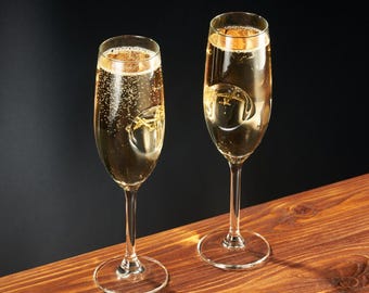 Airplane Champagne Glasses, Aviation Wedding Gift, Set of 2