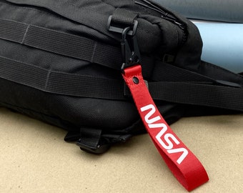 Keychain NASA with carbine, Keychain NASA, Keychain with carbine, Space Shuttle, NASA, Gift for pilot, Best Pilot Gift, Fabric Keychain