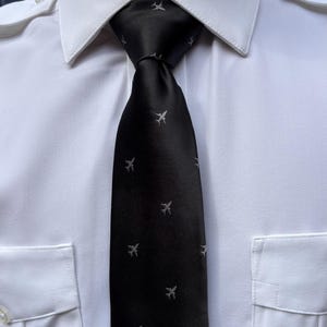 Black Tie With Planes, Necktie, Aviation gift, Present for pilot, Airplane, Unusual Men&#39;s Ties, Unique Tie, Gift for men, Aircraft