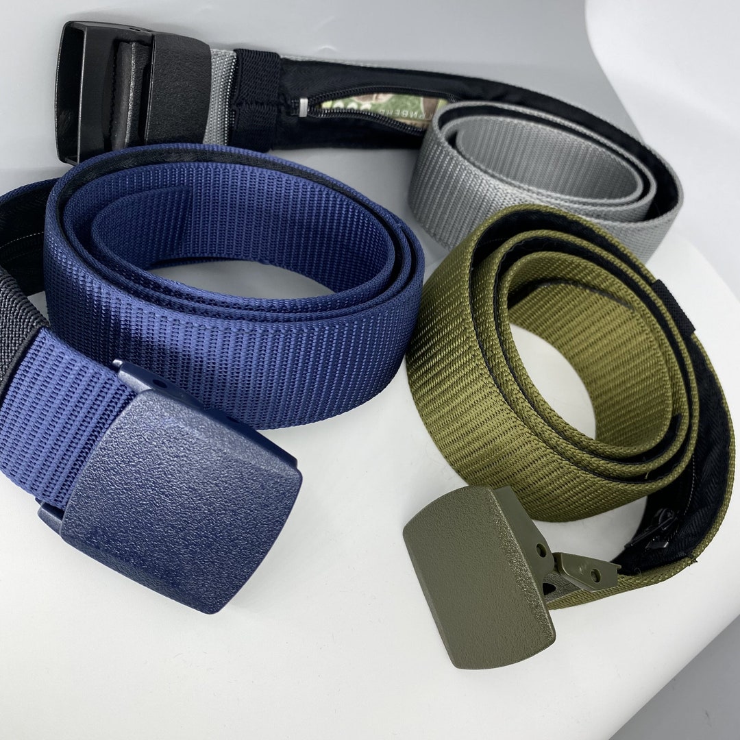 Ceinture de voyage en cuir véritable pour homme avec fermeture éclair, poche cachée pour billets de banque