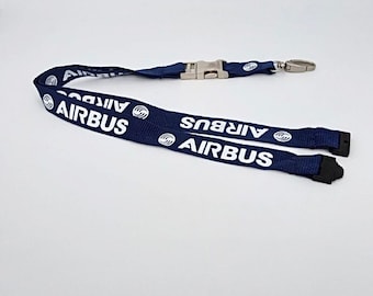 Lanyard Airbus Logo, Blue Navy Lanyard, Thick Lanyard, Airbus Gift for pilot, Gift for Flight Attendant, AvGeek