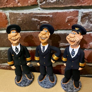 Aviation Figurines Pilot, Statuette Pilot with Moustache, Airplane, Plane, Pilot, Captain, Co-pilot, Ceramic Statues, Crew, Home Decor