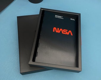 Caderno NASA PRETO, Capa de Metal, Bloco de Notas, Bloco de Notas NASA, Avião, Aviação, Viagem, Logotipo Espacial da NASA, Caderno Espacial, Melhor Presente