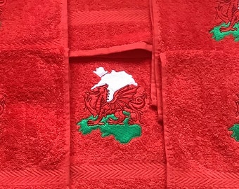 Bowling bowls towel snooker pool cue cotton  cloth wales Welsh  embroidered  crown or flat green  bowling  can be personalised