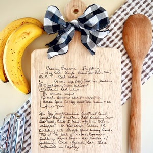 Personalized, Engraved Handwritten Recipe Cutting Board, Recipe Engraved Natural Wood Cutting Board, Engraved Recipe, Custom Gift for Her image 1