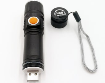 Free Personalization USB Rechargeable Flashlight - Add your name or company logo - Father's Day