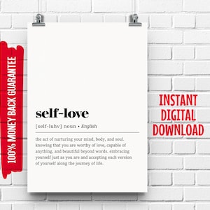 Self Love Definition Print: Minimalist Home Decor (Instant Download)