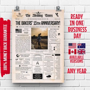15th Anniversary Gift | Best of 2010 Newspaper Poster | 15th Anniversary Gift for Him | 15 Year Anniversary Gift | Fifteenth Anniversary
