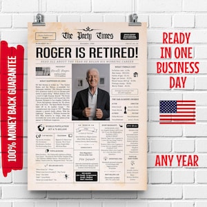 Personalized Retirement Newspaper Poster: History Gift (Digital Download)