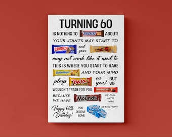 60th Birthday Candy Poster: Funny Gift, Printable Sign (Instant Download)