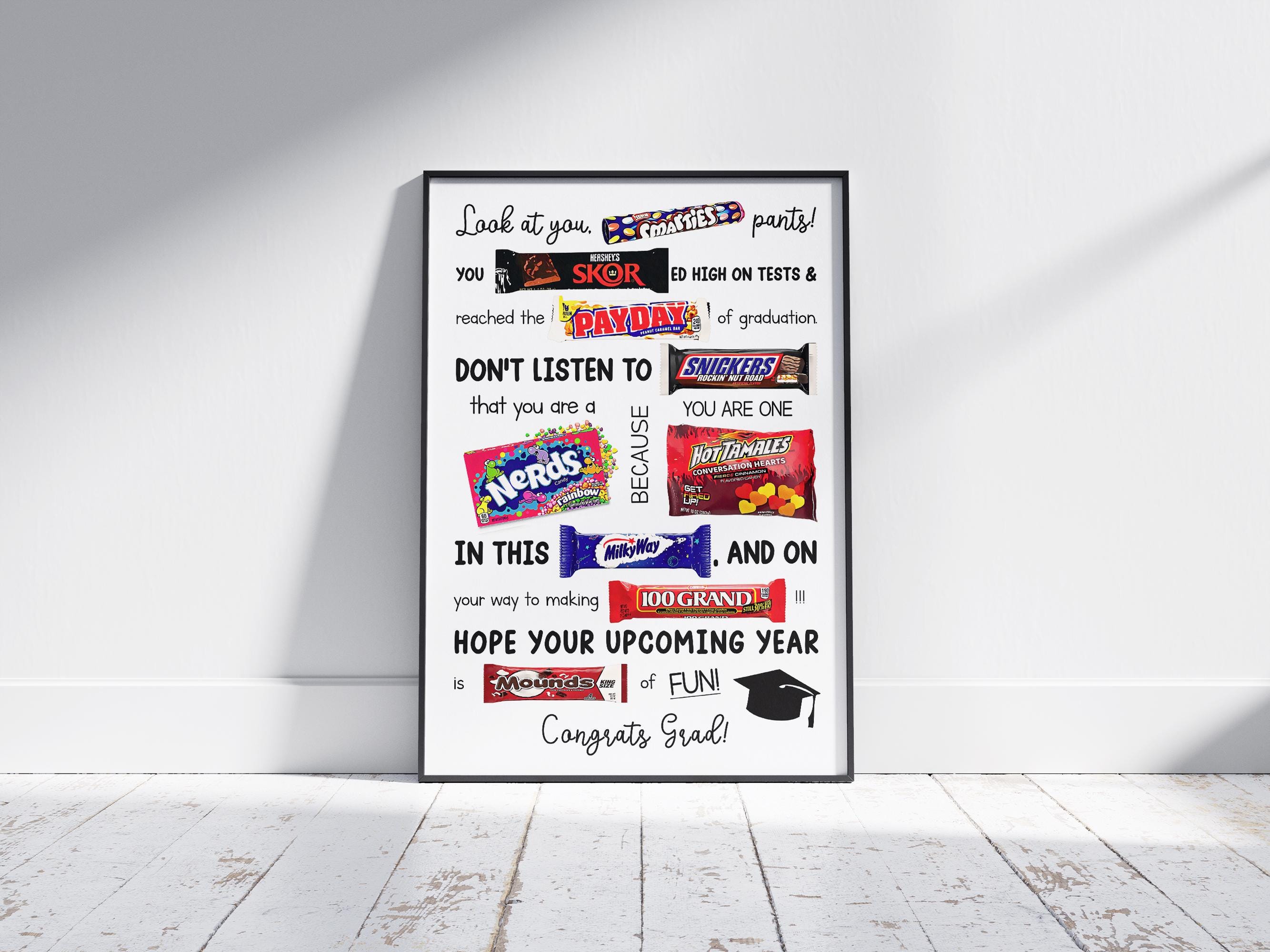 Fun Grad Signs Funny Graduation Candy Board Sign: Last Minute Gift (digital Download ...