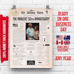 50th Anniversary Gift | Best of 1975 Newspaper Poster | 50th Anniversary Gift for Him | 50 Year Anniversary Gift | Fiftieth Anniversary