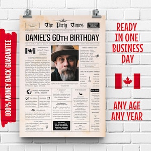1965, 60e anniversaire canadien, plaque de journal | Cadeau pour 60e anniversaire pour homme ou femme | Il y a 60 ans, en 1965, affiche | Ce qui s'est passé en 1965