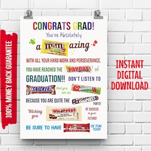 Tablero de dulces de graduación / Tarjeta de dulces / Regalo de graduación de último momento / Regalo divertido para graduados / Letrero de fiesta de graduación / Felicitaciones de graduación