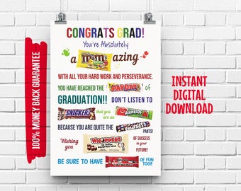 Funny Graduation Candy Board Sign: Last Minute Gift (Digital Download)