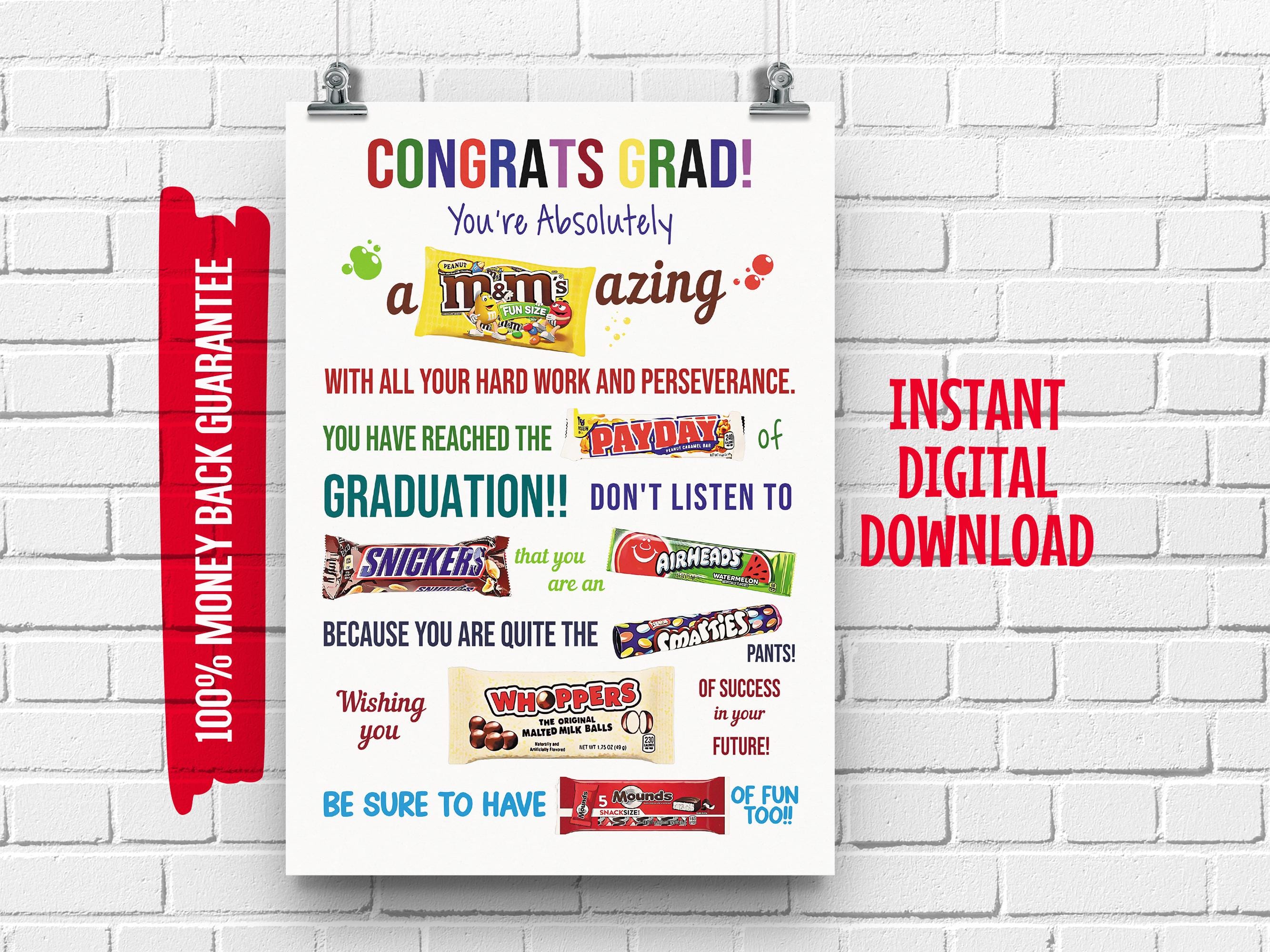 Fun Grad Signs Funny Graduation Candy Board Sign: Last Minute Gift (digital Download ...