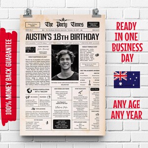 Australisches Zeitungsschild 2007 zum 18 Geburtstag | 18.Geburtstag Geschenk für Junge oder Mädchen | 2007 vor 18 Jahren Poster | Was 2007 Ereignet ist