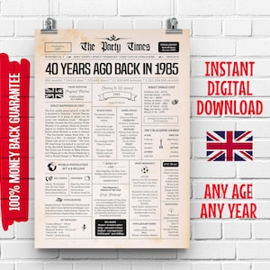 イギリス建国40周年記念新聞ポスター 1985年当時 イギリス | 40年前 1985年当時 ポスター | 1985年当時 サイン イギリスの事実