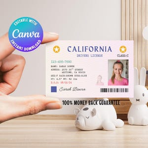Kids Play Driver License Template: Editable Pretend ID Card (Printable Digital Download)