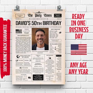50th Birthday Newspaper Poster: 1975 US Highlights (Digital Download)