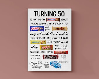 50th Birthday Candy Poster: Funny Gift, Printable Sign (Instant Download)