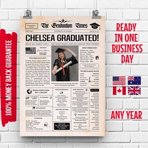 Printable Large Newspaper Graduation Announcement | Grad Party Decor | Digital Grad Gift | Customizable Graduation Newspaper | DIY