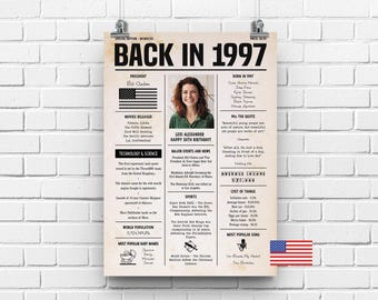 30th Birthday Gift Newspaper Poster | Back in 1997 Sign | Digital Print