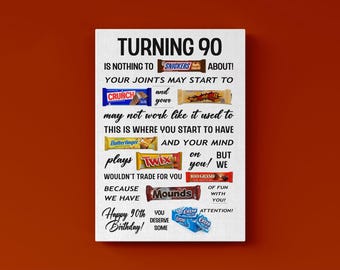 90th Birthday Candy Poster: Funny Gift, Printable Sign (Instant Download, DIY